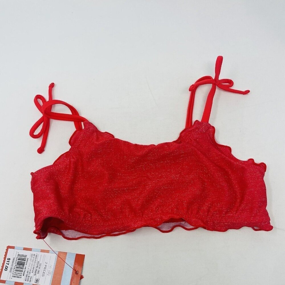 Cat & Jack Youth Girls‎ Medium 8 Sparkle & Shine Bralette Bikini Top in Red 614